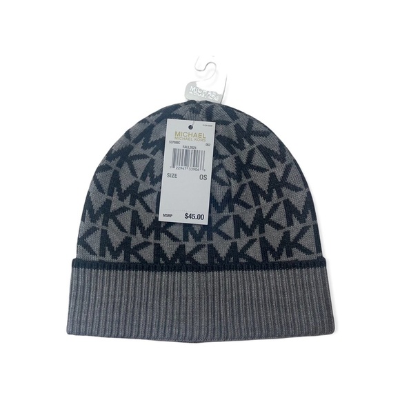 MICHAEL KORS Gray Signature MK Beanie NWT - Picture 4 of 6